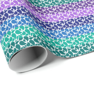 Paisley Stripes in Modern Purple Blue Green White Wrapping Paper