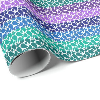 Paisley Stripes in Modern Purple Blue Green White Wrapping Paper