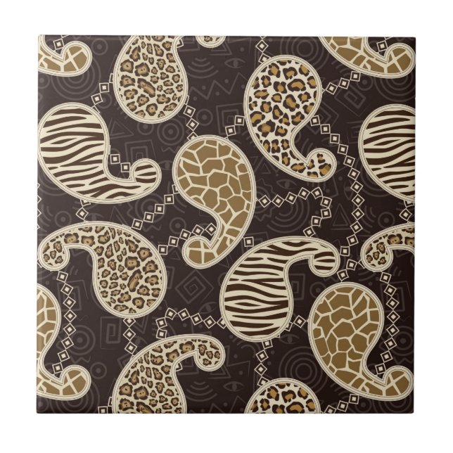 Paisley style background ceramic tile (Front)