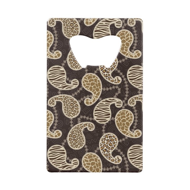 Paisley style background credit card bottle opener (Front)