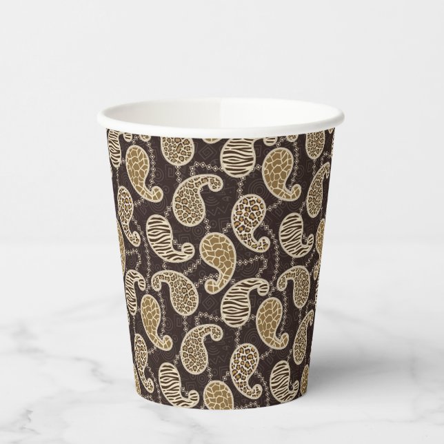 Paisley style background paper cups (Left)