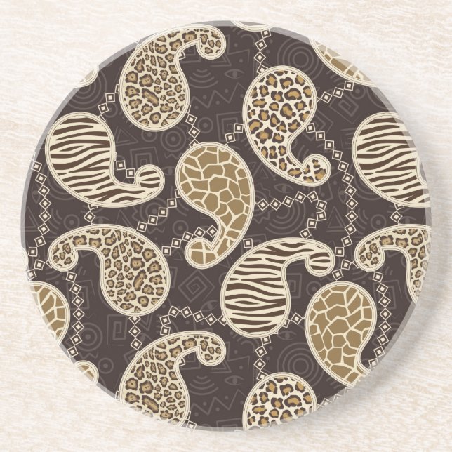 Paisley style background sandstone coaster (Front)