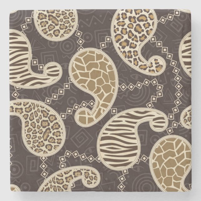 Paisley style background stone coaster (Front)
