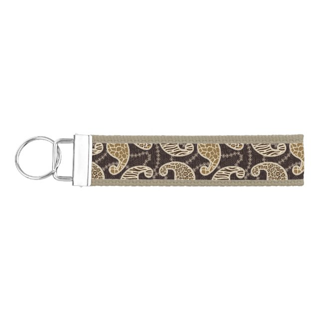 Paisley style background wrist keychain (Keys on Left)