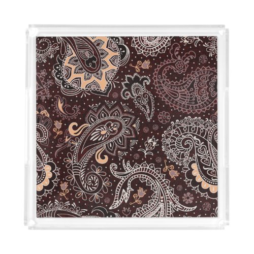 Paisley style colorful vintage seamless pattern acrylic tray