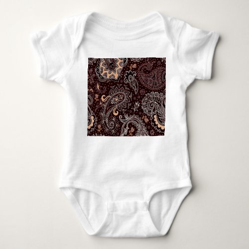 Paisley style colorful vintage seamless pattern baby bodysuit