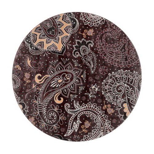 Paisley style colorful vintage seamless pattern cutting board