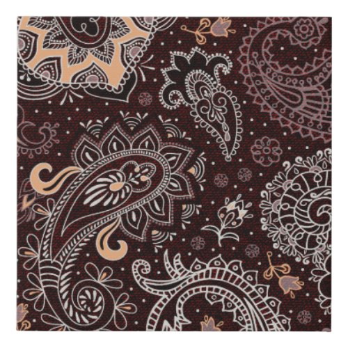 Paisley style colorful vintage seamless pattern faux canvas print