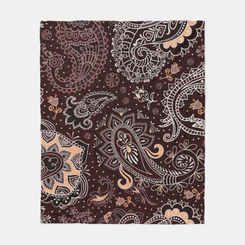 Paisley style colorful vintage seamless pattern fleece blanket