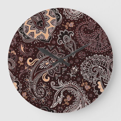 Paisley style colorful vintage seamless pattern large clock