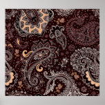 Paisley style: colorful, vintage seamless pattern poster