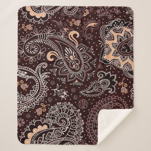 Paisley style colorful vintage seamless pattern sherpa blanket