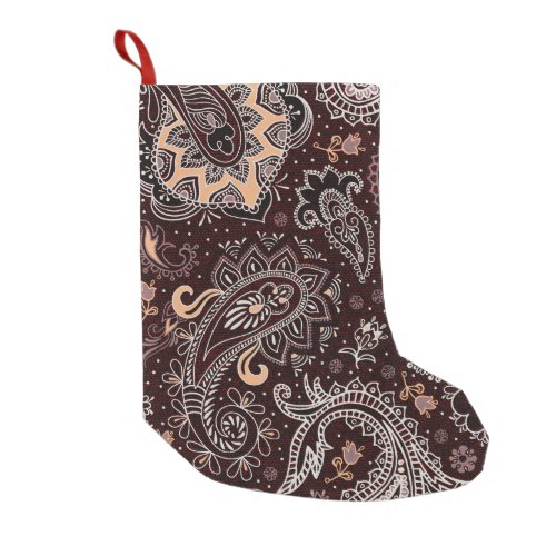 Paisley style colorful vintage seamless pattern small christmas stocking