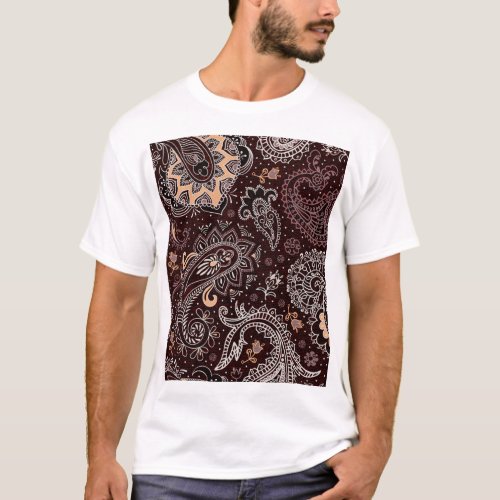 Paisley style colorful vintage seamless pattern T_Shirt