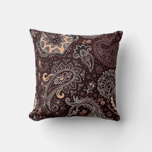 Paisley style colorful vintage seamless pattern throw pillow