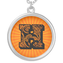 Paisley Sunburst Monogram - H Silver Plated Necklace