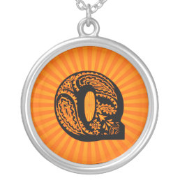 Paisley Sunburst Monogram - Q Silver Plated Necklace