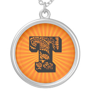 Paisley Sunburst Monogram - T Silver Plated Necklace