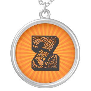 Paisley Sunburst Monogram - Z Silver Plated Necklace