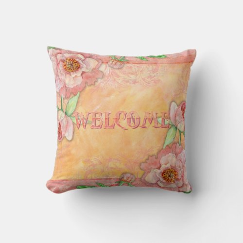 Paisley Swirl Butterfly Daisy Hand Painted Floral Throw Pillow