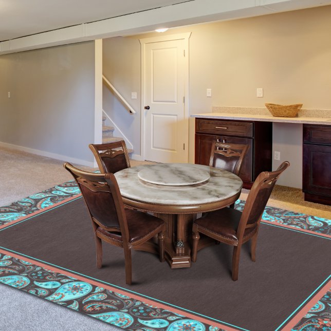 Paisley Teal Blue Black Large Area Rug (Creator Uploaded)