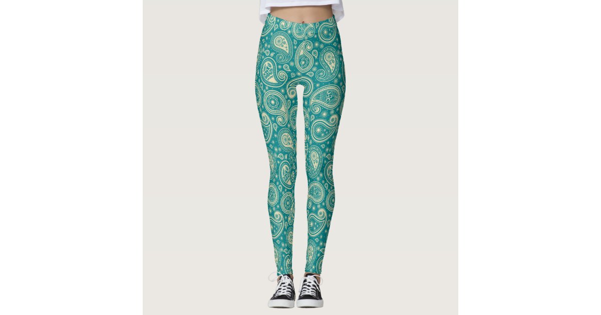Paisley teal elegant yoga pants