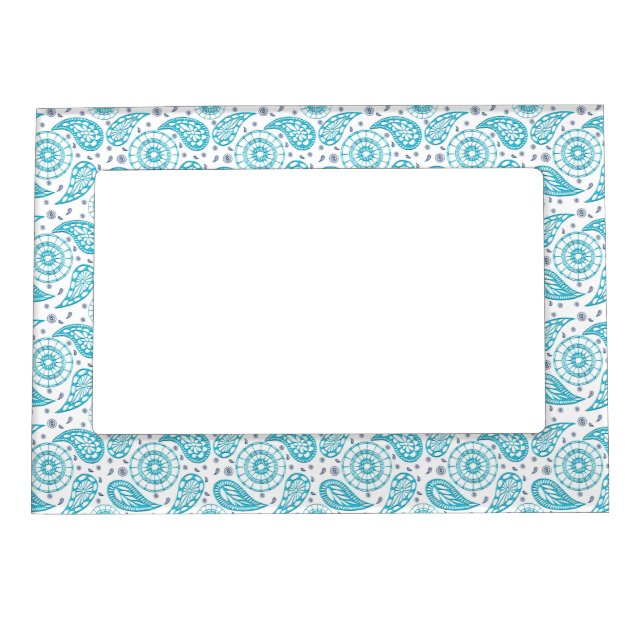 Paisley teal seamless pattern. magnetic picture frame (Front)