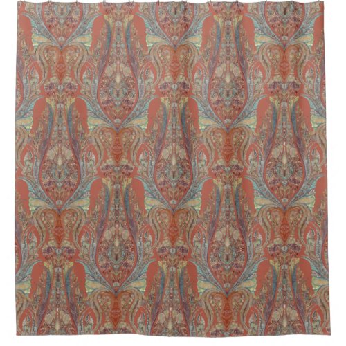 Paisley Terracotta Modern Vintage Kashmir Pattern Shower Curtain