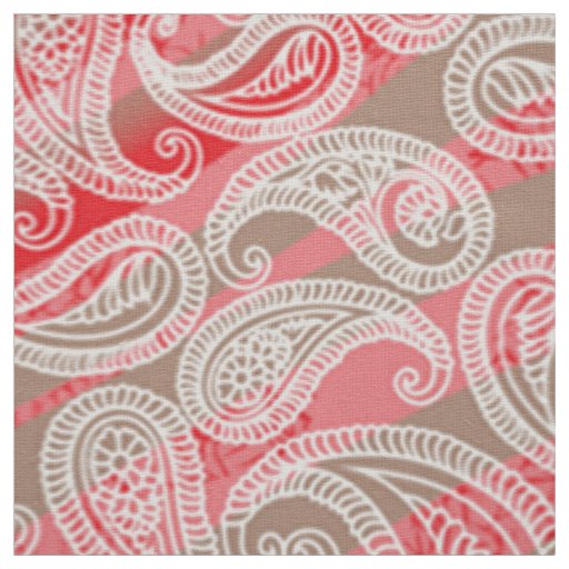 Paisley Textile | Red Pink Green Fabric Print