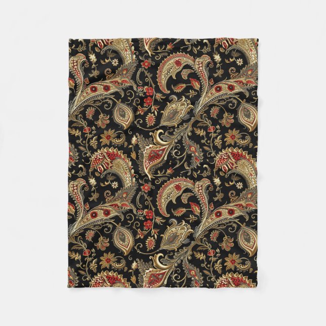 Paisley, Victorian, Gothic,  Fleece Blanket (Front)