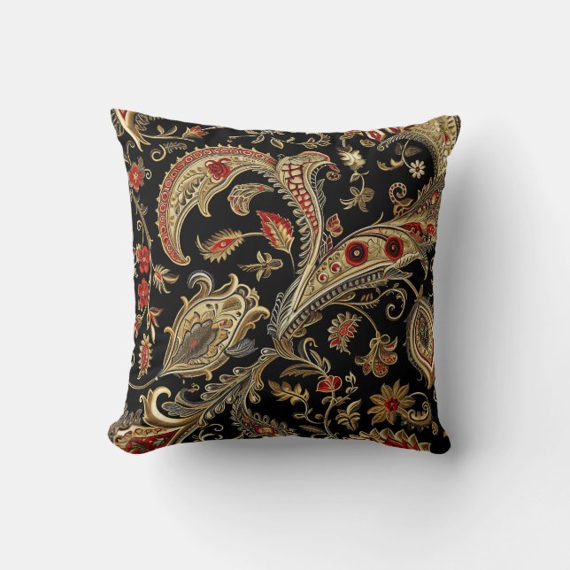 Paisley, Victorian, Gothic,  Throw Pillow (Front)