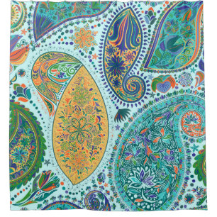 Paisley vintage floral motif ethnic seamless backg shower curtain