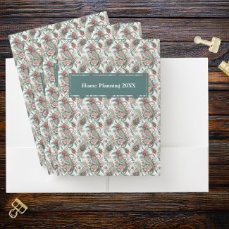 Paisley Vintage Look Rose Burgundy Green Household