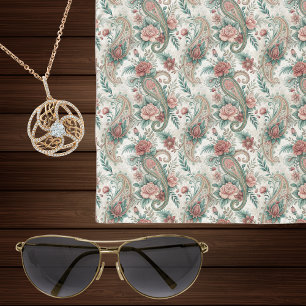 Paisley Vintage Look Rose Burgundy Green Household Scarf