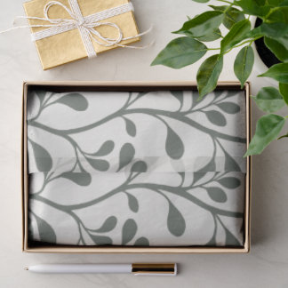 Paisley Waltz Green Silhouettes Minimal Botanical Tissue Paper