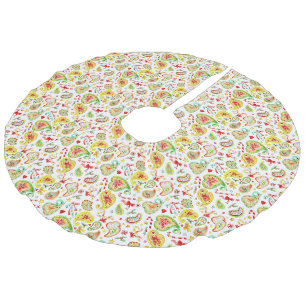 Paisley watercolor Christmas colorful custom Faux Linen Tree Skirt