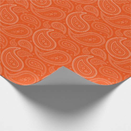 Paisley White on Bright Orange Wrapping Paper