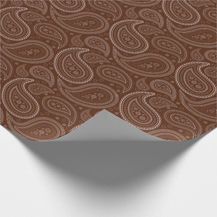 Paisley White on Brown Wrapping Paper