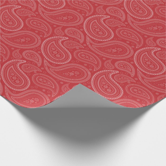 Paisley White on Dark Red Wrapping Paper