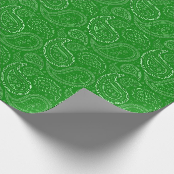 Paisley White on Green Wrapping Paper