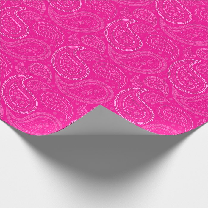 Paisley White on Hot Pink Wrapping Paper
