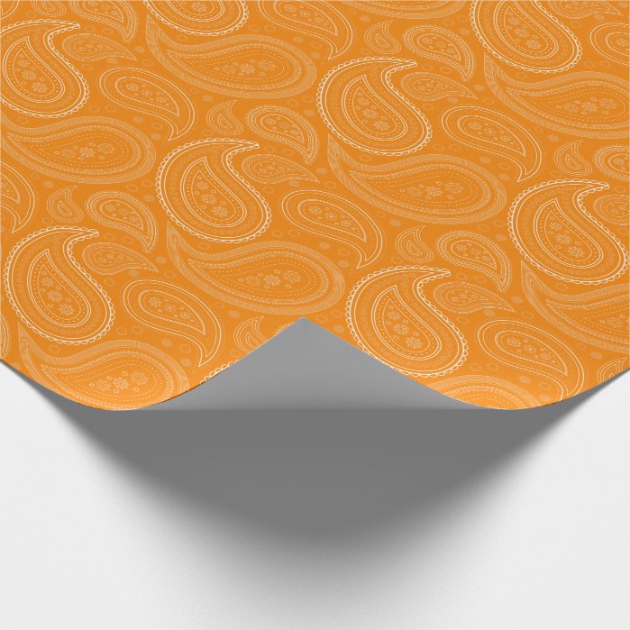 Paisley White on Orange Wrapping Paper