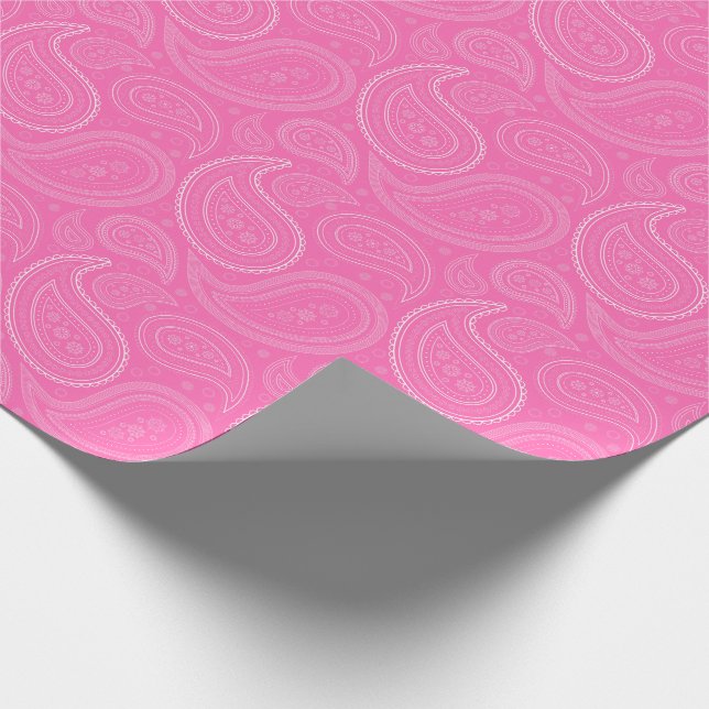 Paisley White on Pink Wrapping Paper (Corner)