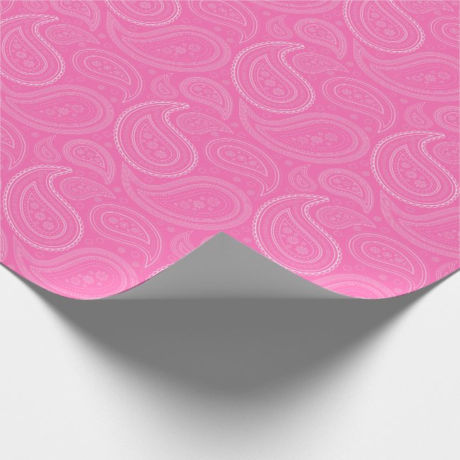 Paisley White on Pink Wrapping Paper