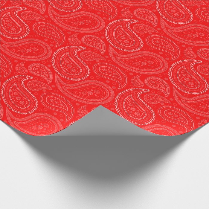 Paisley White on Red Wrapping Paper