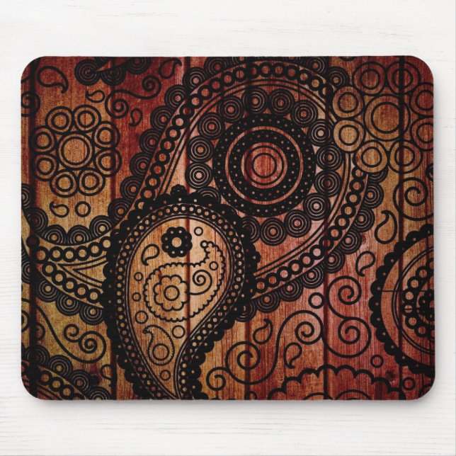 paisley wood panels mouse pad (Front)