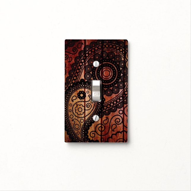paisley wood pattern light switch cover (In Situ)