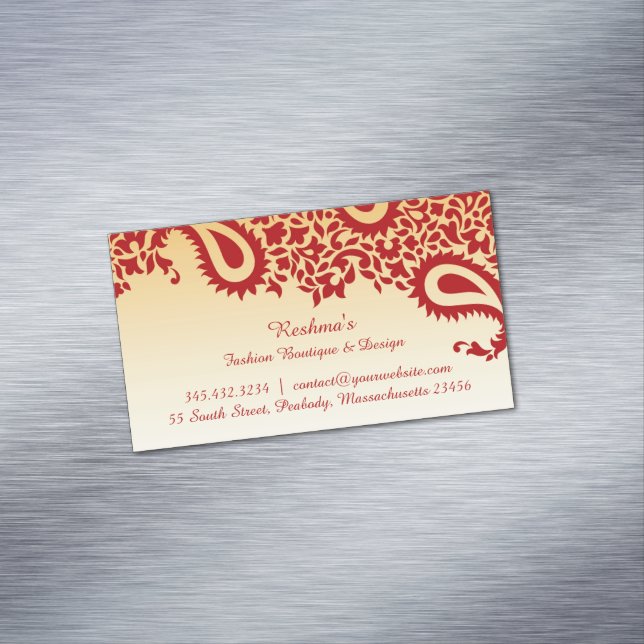 Paisleys Elegant Business Card Magnet (In Situ)