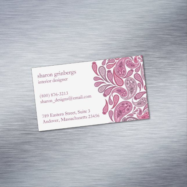 Paisleys Elegant Business Card Magnet (In Situ)