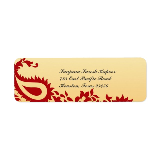 Paisleys Elegant Indian Return Address Label (Front)